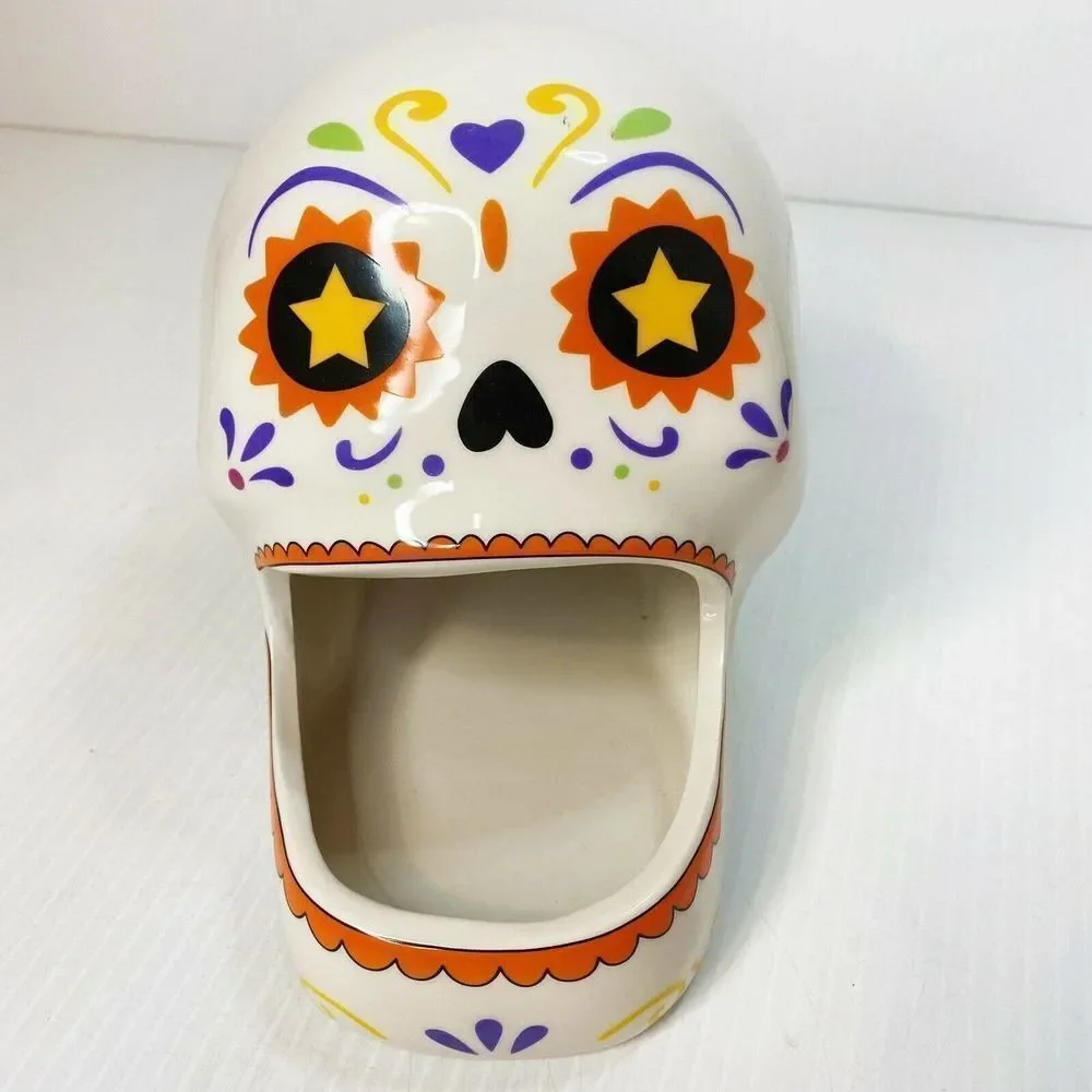 Ceramic Día de Muertos Sugar Skull Candy Bowl / Sponge Holder